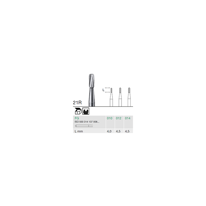 Busch 21R 014 FG FISS CYL RD CARBIDE - (Pack of 6) Bur Made in Germany