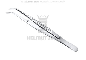 London College modified serrated tweezer, 15cm #3 by Helmut Zepf, angled tip dental instrument No. 22.024.03
