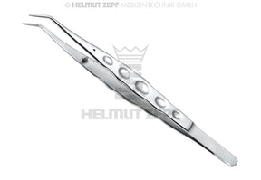 Helmut Zepf ergonomic tweezers with stop-pin serrated tip, 15cm, No. 22.025.03