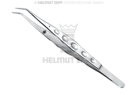Helmut Zepf ergonomic tweezers with stop-pin serrated tip, 15cm, No. 22.025.03