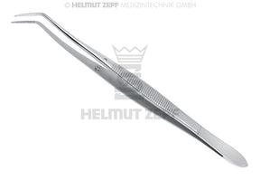 Meriam 16cm serrated dental tweezers with cross grooves by Helmut Zepf No. 22.051.03