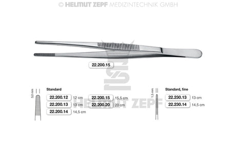 Helmut Zepf dressing forceps 14cm standard dissecting forceps 5-1/2" No.22.200.14 surgical instrument