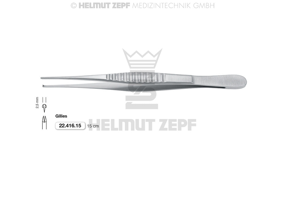 Helmut Zepf gillies tissue forceps straight 15cm No.22.416.15 surgical instrument