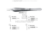 Adson tissue forceps Micro-Adson 15cm 1x2 teeth 0.6mm fine spring 3 grip holes Helmut Zepf 22.489.00