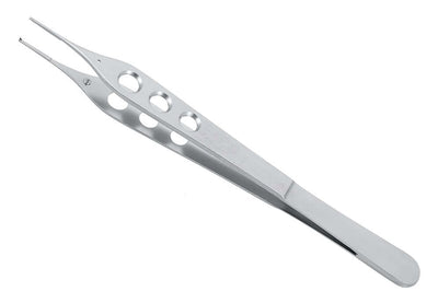 Micro Adson Tissue Forceps 15cm with Suture Disc 1x2 Teeth 3 Grip Holes by Helmut Zepf No.22.489.00M