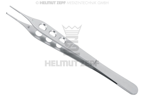 Micro adson tissue forceps 15cm with suture disc 1x2 teeth fine spring 3 grip holes Helmut Zepf 22.489.00M