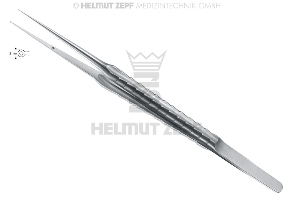 Surgical Forceps Micro-Ring Atraumatic 18cm Smooth Ring 1x0.5mm ZEPF-Line Stainless Steel Handle Guide Pin Helmut Zepf 22.812.17