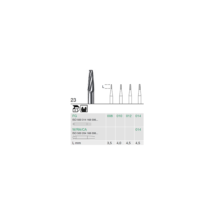 Busch 23 008 FG FISS CONE CARBIDE - (Pack of 6) Bur Made in Germany