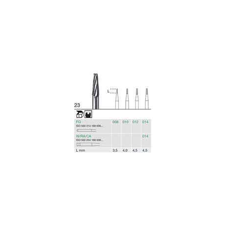 Busch 23 012 FG FISS CONE CARBIDE - (Pack of 6) Bur Made in Germany