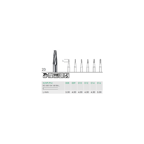 Busch 23 008 HP FISS CONE CARBIDE - (Pack of 6) Bur Made in Germany