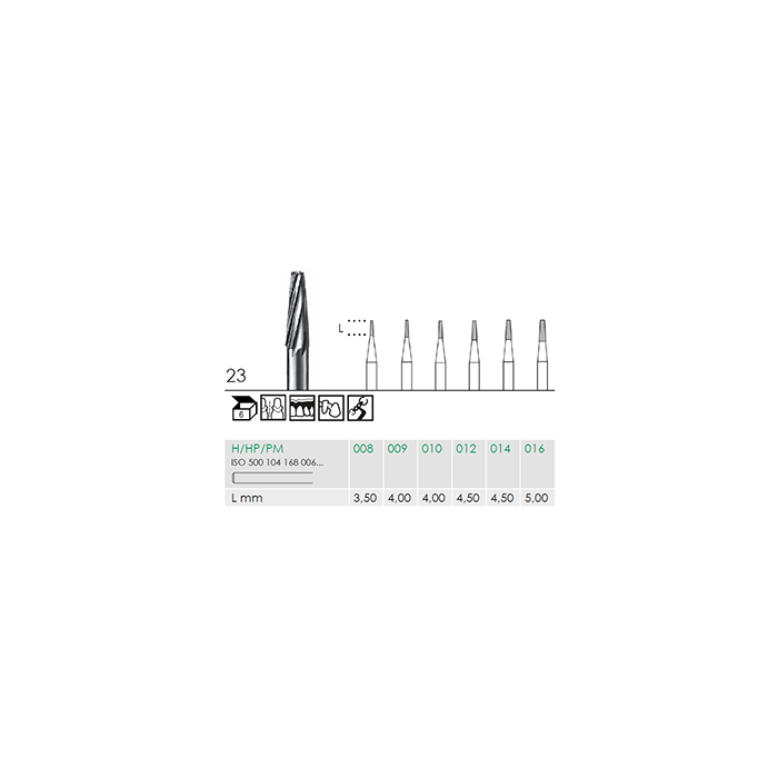 Busch 23 012 HP FISS CONE CARBIDE - (Pack of 6) Bur Made in Germany