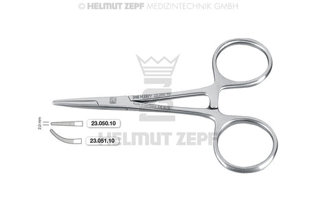 Hartmann Hemostatic Forceps Curved 10cm by Helmut Zepf No.23.051.10 - Precision Surgical Instrument