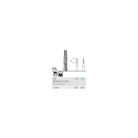 Busch 23L 010 FG FISS CONE LONG CARBIDE - (Pack of 6) Bur Made in Germany