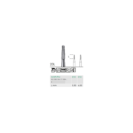 Busch 23L 012 HP FISS CONE LONG CARBIDE - (Pack of 6) Bur Made in Germany