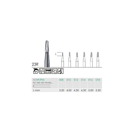 Busch 23R 014 HP FISS CONE RD CARBIDE - (Pack of 6) Bur Made in Germany