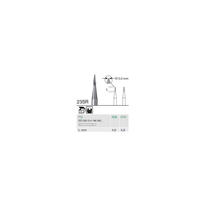 Busch 23SR 008 FG CONE RD SLENDER CARB - (Pack of 6) Bur Made in Germany