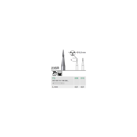 Busch 23SR 008 FG CONE RD SLENDER CARB - (Pack of 6) Bur Made in Germany