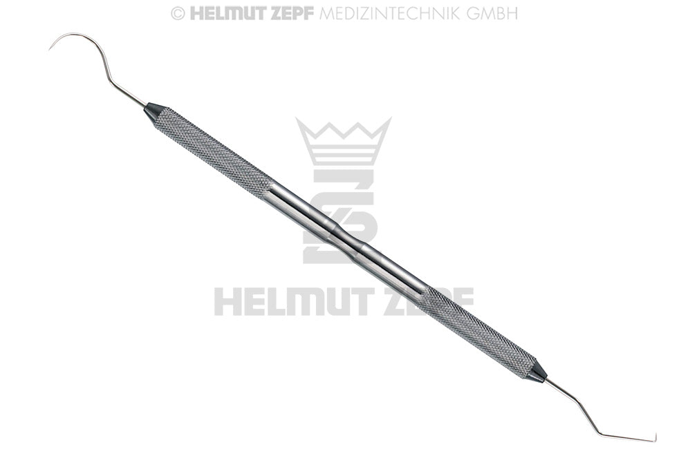 Dental Explorer Instrument Double-Ended #5 Stainless Steel Round Knurled Handle by Helmut Zepf No. 24.112.05