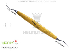 Gracey Curette M5 GRA 1/2 Front Teeth Yellow ZEPF-bIONIK Handle Nanopal Coating Deep Scaling Periodontal Instrument
