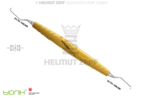 Langer Universal Curette 5/6 M5 for Anterior Teeth with Yellow ZEPF-bIONIK Handle by Helmut Zepf