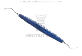 Furcation Curette #124 L and R with Cobalt Blue ZEPF-bIONIK Handle, M4 Interchangeable Inserts by Helmut Zepf