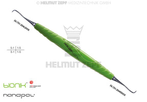Sickle Scaler #204 SD ZEPF-bIONIK Yellow-Green Nanopal Handle for Plaque Removal Premolar Frontal Area Helmut Zepf