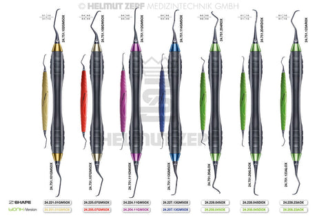 Sickle Scaler #204 SD Yellow-Green ZEPF-bIONIK Handle Nanopal Coating Plaque Removal Interdental Spaces Helmut Zepf