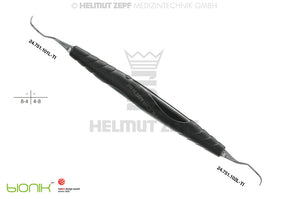 Langer #1/2 Universal Curette for Lower Molars, ZEPF-bIONIK Black Handle, Titanium Inserts - Helmut Zepf