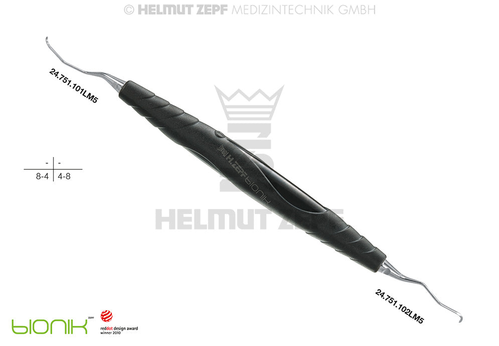 Langer #1/2 M5 Universal Curette for Lower Molars - ZEPF-bIONIK Black Handle by Helmut Zepf