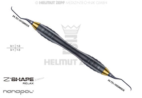Gracey Curette GRA 1/2 M5 Yellow Tip Z-Shape Relax Handle Nanopal Coating Helmut Zepf 24.221.01GM5OX