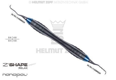 Gracey Curette GRA 13/14 M5 Interchangeable Inserts Z-Shape Relax Handle Nanopal Cobalt-Blue Tip Helmut Zepf