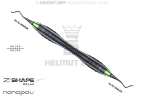 Sickle Scaler #204S Helmut Zepf Z-Shape Relax Handle Nanopal Coating Yellow-Green Tip M5 Interchangeable Inserts