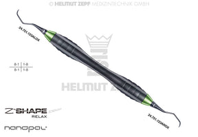 Posterior Sickle Scaler #M23A Helmut Zepf Z-Shape Relax Handle Nanopal Coating Yellow-Green Tip Molar Plaque Removal