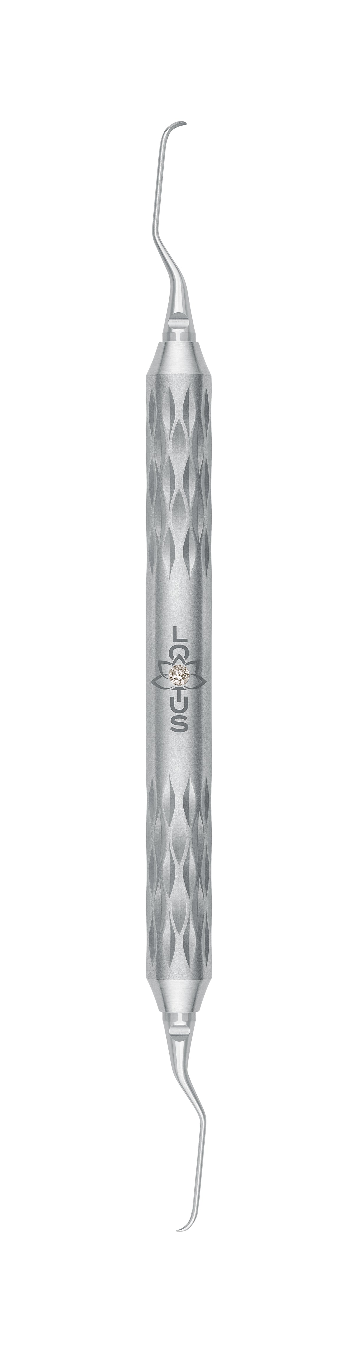 LOTUS Gracey Curette 1/2 M5 Deep Scaling tool with White Crystal handle by Helmut Zepf for anterior teeth scaling