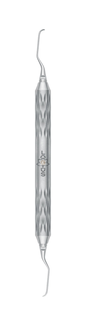 LOTUS Gracey Curette 1/2 M5 Deep Scaling tool with White Crystal handle by Helmut Zepf for anterior teeth scaling