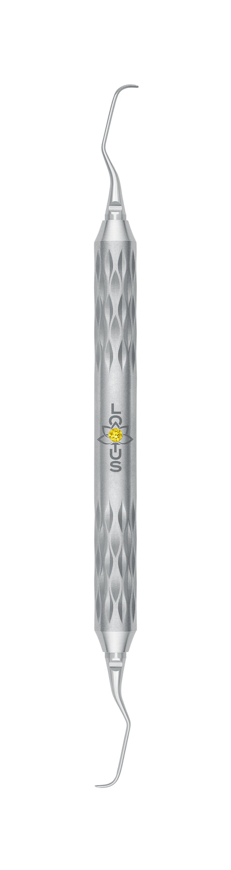 LOTUS Gracey Curette 5/6 Yellow Crystal dental instrument by Helmut Zepf with ergonomic handle for anterior teeth scaling