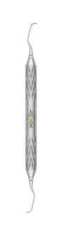LOTUS Gracey Curette 5/6 Yellow Crystal dental instrument by Helmut Zepf with ergonomic handle for anterior teeth scaling