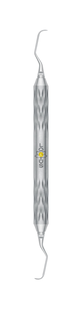 LOTUS Long Gracey Curette 5/6 Purple Crystal by Helmut Zepf, double-ended dental curette with ergonomic handle
