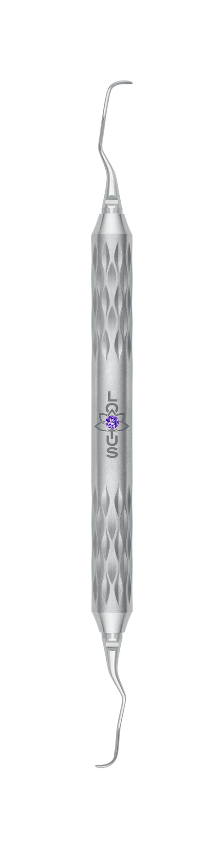 LOTUS Gracey Curette 11/12 Purple Crystal dental instrument with ergonomic handle for anterior teeth scaling by Helmut Zepf