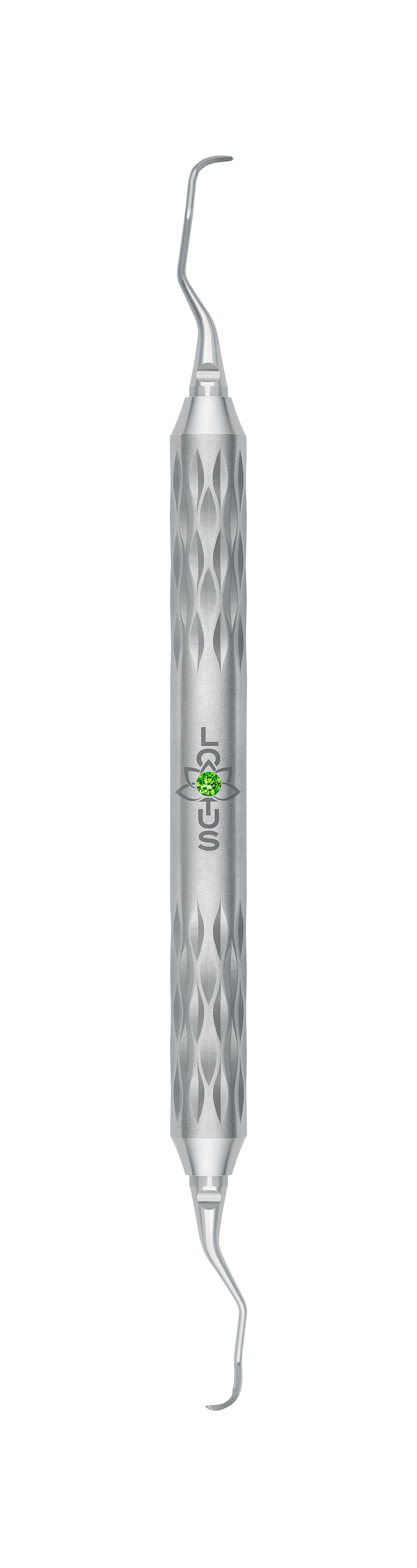 LOTUS Langer Curette 3/4 Green Crystal by Helmut Zepf – precision dental curette for anterior teeth scaling
