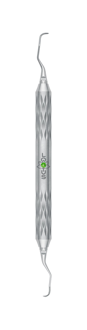 LOTUS Langer Curette 3/4 Green Crystal by Helmut Zepf – precision dental curette for anterior teeth scaling