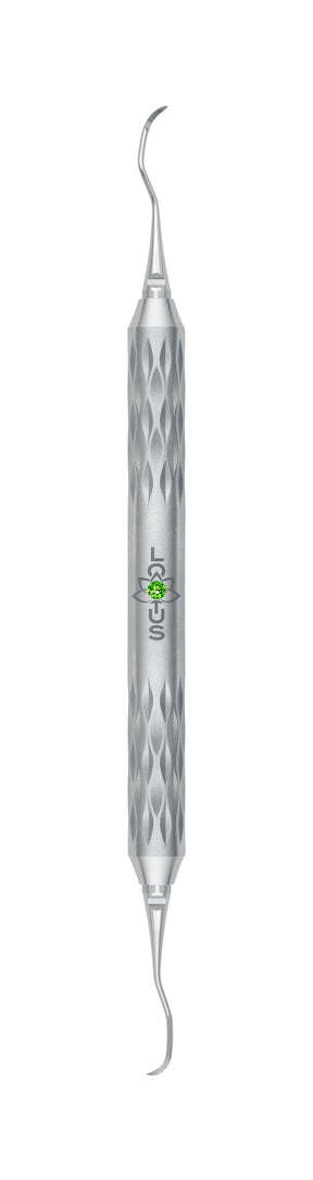 LOTUS Sickle Scaler Curette 204SD Green Crystal by Helmut Zepf – Gracey 1/2 Anterior Curette with Ergonomic Design Handle