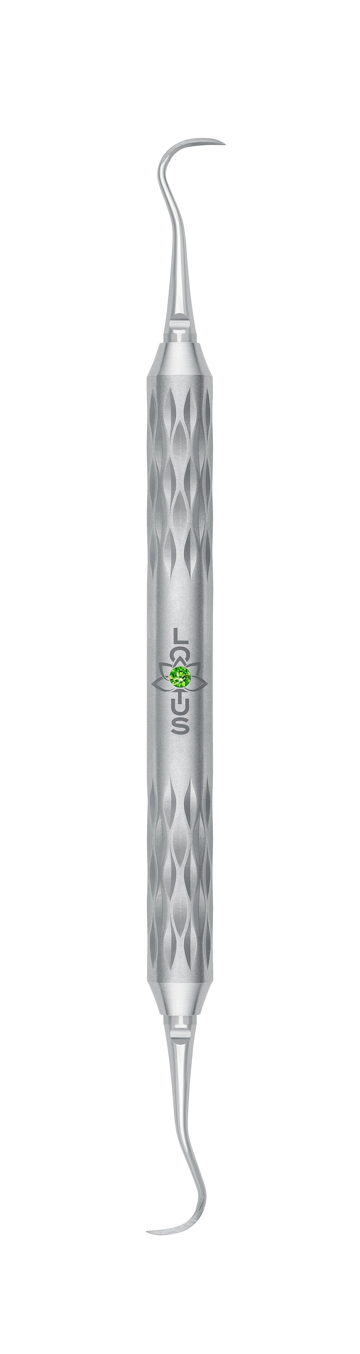 LOTUS Sickle Scaler H6/H7 Green Crystal Curette by Helmut Zepf for precise anterior teeth scaling