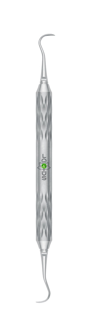 LOTUS Sickle Scaler H6/H7 Green Crystal Curette by Helmut Zepf for precise anterior teeth scaling