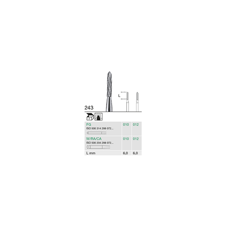 Busch 243 012 FG FINISHING BUR CARBIDE - (Pack of 2) Bur Made in Germany