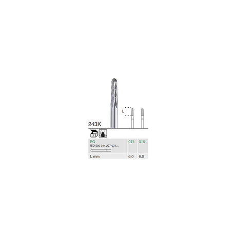 Busch 243K 016 FG FINISHING BUR CARBIDE - (Pack of 2) Bur Made in Germany