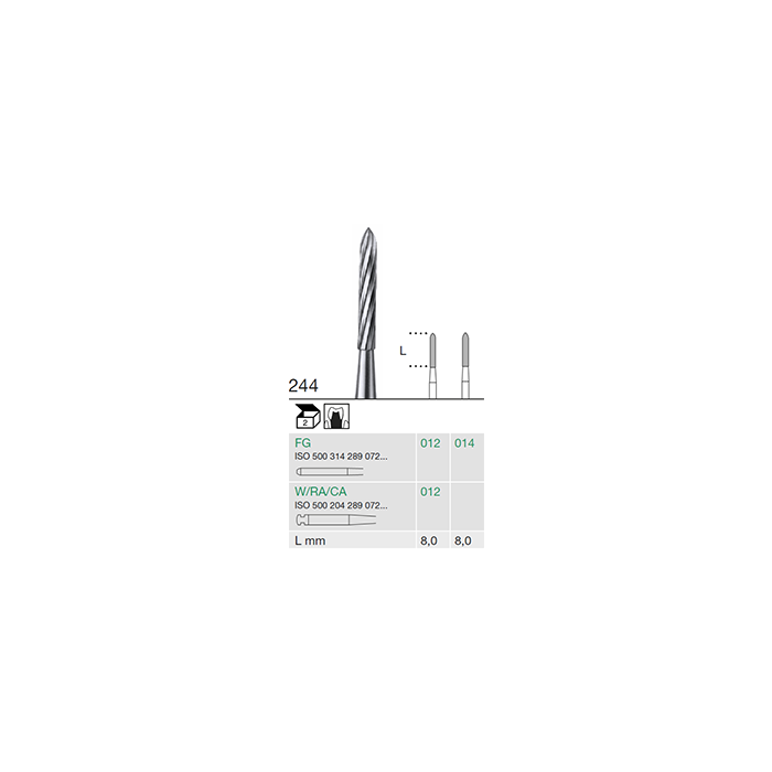 Busch 244 014 FG FINISHING BUR CARBIDE - (Pack of 2) Bur Made in Germany