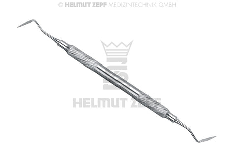 Goldman-Fox gingivectomy knife #GF11 by Helmut Zepf, double-ended periodontic surgical instrument No. 24.437.04