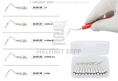 Helmut Zepf dental periodontal probe inserts PCPG 11.5, 3.5/5.5/8.5/11.5mm graduation, M4x0.5mm thread, 12-piece pack