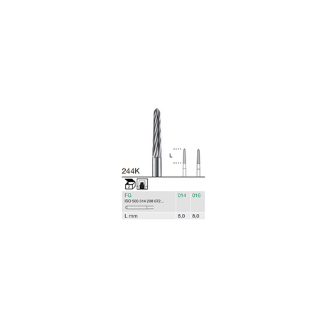 Busch 244K 016 FG FINISHING BUR CARBIDE - (Pack of 2) Bur Made in Germany